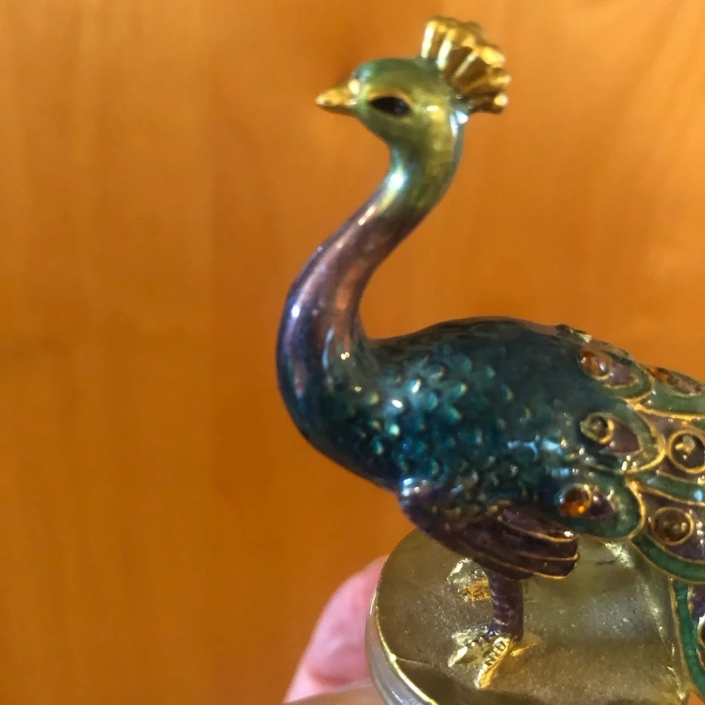 Pier 1 Imports Peacock Perfume Bottle ( EMPTY) 5 1/2” x 2 1/2”